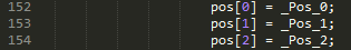 Shader code assigning individual impact positions to the position array.