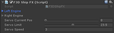 Ship FX inspector with left and right engine references and nozzle servo settings.