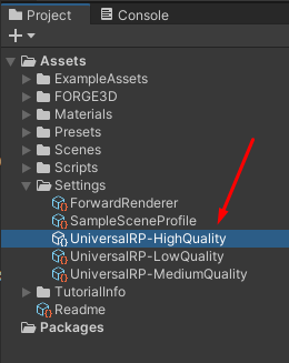 Universal Rendering Pipeline location