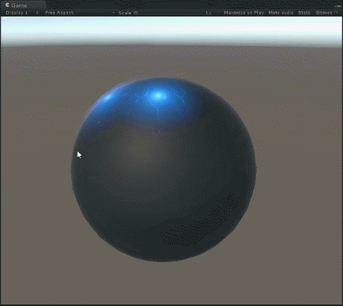 Blue impact glow on a spherical force field.