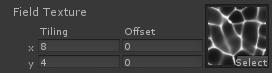 Force Field texture settings with a cellular texture and tiling values X 8 and Y 4.