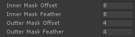Force Field inner and outer mask offset and feather settings.